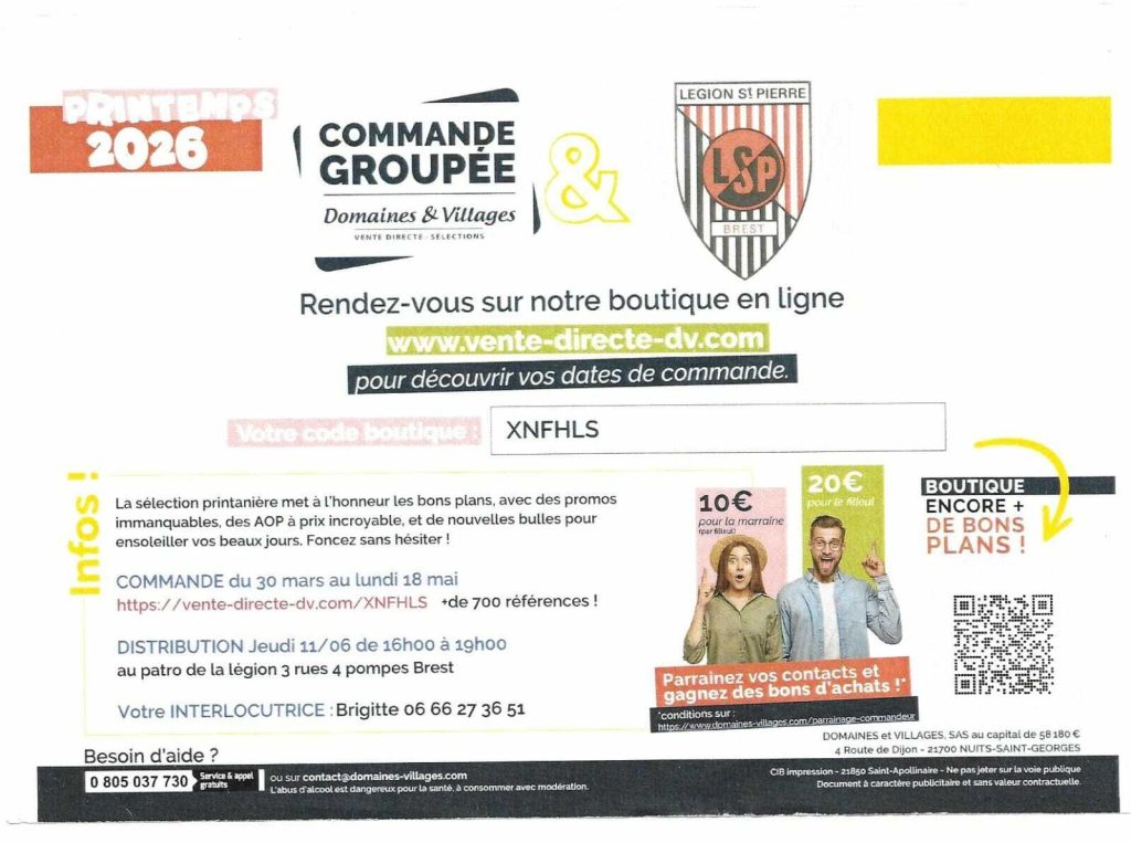 Commandez pour soutenir la Légion : les bénéfices seront reversés, consommation modérée recommandée.