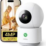 aosu 4MP 2,5K Caméra Surveillance WiFi Intérieure, 5G/2.4 GHz WiFi, Appels à Une Touche, Suivi de Mouvement à 360°, Détection Humaine AI, Compatible avec Alexa pour Bébé/âgées/Animaux