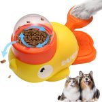 Distributeur Croquettes Chien, Mangeoire à Canards Jaunes, Jouet Interactif 2 en 1 pour Chien et Chat, Distributeur de Friandises de Compagnie, Jouet Distributeur de Friandises
