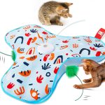 Potaroma Jouet Chat Interactif avec Plumes, Cache-Cache et Chasse, Jouet Automatique pour Chaton & Chat Adulte, Rechargeable USB, Couineur de Souris, Jouet Électronique d&rsquo;Intérieur Housse Florale