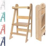 TOYBOX Tour Montessori Pliable, Tour d Observation Enfant, Tour d&rsquo;observation Montessori, Tour d&rsquo;apprentissage pour Enfants (Bois Naturel)