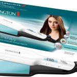 Remington Lisseur Cheveux [Soin Brillance & Douceur] Shine Therapy (Plaques larges, Céramique, Soin huile d&rsquo;argan marocaine & vitamine E, Ecran LCD, 150-230°C) Fer à Lisser S8550