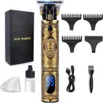 Tondeuse Barbe Homme,Professionnelle Tondeuse Cheveux,Rasoir Electriques Rechargeable Brostyle,Afficheur LED,T-blade Tondeuse Finition pour Coupe et Contours Barbe,Famille&Homme&Salon Cadeau