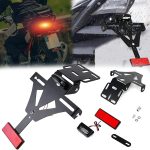 Support De Plaque Moto, Universel Support Plaque Moto Porte Plaque Immatriculation Support De Plaque D&rsquo;Immatriculation Réglable avec Feu Arrière Et Réflecteur