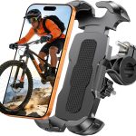 Glangeh Support Telephone Velo Moto [Serrage Blindé Anti-Chute], 1S Verrouillage Rapide & 360° Rotation, Porte Telephone Velo Guidon Universel pour Trotinette Electrique/VTT, 4,7&Prime;-6,9&Prime; Smartphones