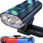 Victagen Phares de vélo Super Lumineux 8000 LM pour la Conduite de Nuit, 3 lumières LED Super Lumineuses pour vélo/vélo avec Feux de Route et Feux de Croisement de Type C Rechargeables, Feux arrière