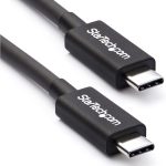 StarTech.com Câble Thunderbolt 3 20Gbps – 2m – Noir – 4K 60Hz – Cordon de Chargeur Certifié TB3 USB-C à USB-C avec 100W Power Delivery (TBLT3MM2M)