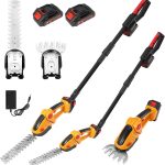 Taille-haie électrique 2-en-1 avec Tige télescopique Extensible (1,3 m), 2 Lames Professionnelles, Double Batterie 1500 mAh et Chargeur – Idéal pour la Taille des arbustes, Jardins et parterres de
