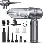 Aspirateur à Main, 26000Pa Aspirateur sans Fil Puissant, 4-in-1 Aspirateur de Voiture Moteur sans Balais, 3 Vitesses Mini Aspirateur pour Maison/Bureau/Voiture, Gris Foncé