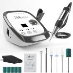 JCMASTER Ponceuse pour Ongles Professionnelle, 35000 tr/min Lime à Ongles Électrique avec Pédale + 6 Embouts Set Manucure Pédicure pour Retirer le Vernis/Gel/Cuticules (Noir)