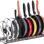 Toplife Range-casseroles Réglables, Rangement Couvercle Casserole avec 10 Compartiments Support en Métal Rangement Cuisine Convien pour Couvercle Poêles, Organiseur Casseroles – Brun