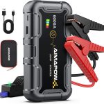 AIMAPOW Booster Batterie Voiture 6000A, Démarreur de Voiture 12V (Jusqu’à Tout Gas ou 10.0L Diesel), Booster de Batterie, Jump Starter Portable avec Pinces de Sûreté Intelligentes, Lampe LED (A20)