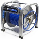 Wiltec Dévidoir automatique avec tuyau 30 m, 360 x 385 x 380 mm, En acier et PU, Enrouleur de tuyau pneumatique 12 bar, connexion 1/4&Prime;