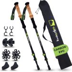 Bâtons de marche télescopiques en carbone – Modèle Zugspitze Vert – Bâtons de trekking ultra-légers pour femmes, hommes et enfants | Réglables 65–135 cm | Bâtons de marche nordique avec