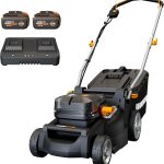 WORX Tondeuse à Gazon sans Fil 40V WG737E, Surface Max de 600 m², Lame de 37cm, Sac de 40L, Coupe jusqu&rsquo;aux Bordures, 6 Hauteurs de Coupe, Livrée avec 2 Batteries 4Ah et Chargeur Double Rapide
