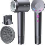 Seche Cheveux Ionique Professionnel 500 Millions 1600W 160 000 tr/min 12 Mode 4 Température Séchage Ultra Rapide Hair Dryer Silencieux Léger 3 Vitesses Diffuseur Magnétique Voyage (Gris Foncé)