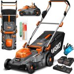 MASKO® Tondeuse à Gazon+ Fonction Mulching 2X Batteries & Double Chargeur+ Tondeuse à Gazon Largeur de Coupe 43cm 6X 25-75mm Réglage de la Hauteur Coupe Bac de ramassage 55L jusqu&rsquo;à 650m² de Surface