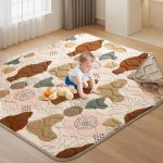 Tapis d&rsquo;eveil Bebe 127x127cm, Antidérapant épais Tapis Bébé Style Motricité Lavable en Machine Pliable D&rsquo;éveil et de Jeux pour Chambre d&rsquo;enfant Bebe de Jeu pour Parc Bohème