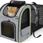 Pecute Sac Transport Chat Petit Chien Extensible, Sac a Dos Chat Respirant, Sac de Transport pour Chat avec Matelas en Peluche Amovible, Portable Sac Chat Transport pour Voyage, Achats,Gris