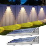 YiLaie Lampe Solaire Exterieur Applique, LED lumiere Murale Jardin 2000mAh- IP67 Étanche Avec 3000K/6500K/4500K-Applique Solaire Extérieure Pour Clôture Patio Terrasse Lot De 2