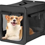 Wiltec Caisse de Transport Noire Pliable pour Chiens Chats Animaux domestiques – Taille M / 58 x 46 x 53 cm/Charge Max. 10 kg – avec Coussin – boîte Voyages Canine féline