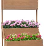 Outsunny Jardinière sur Pieds surélevée, carré Potager 3 Niveaux avec Inserts d&rsquo;irrigation et Feutre Drainage, pour extérieur, en Bois 108 x 80 x 140 cm