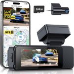 GKU Dashcam Voiture Avant Arrière,Écran Tactile 3.18&Prime;,4K+1080P Camera Voiture avec Carte SD 64 Go,5.8GHz WiFi GPS,Camera Embarquée Voiture avec 24H Mode Stationnement,G-Capteur,Vision Nocturne,WDR