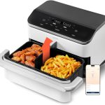 COSORI Air Fryer 10L Twinfry, Friteuse sans Huile 5-en-1, Airfryer à Dual Zone Avec Séparateur Amovible, Double Résistance, Grande Capacité, Cuisson optimale, 40℃-240℃, Contrôle Smart via App