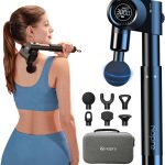 Pistolet Massage Pliant NAPRE: Manche Extensible & 5 Angles, Massage Dos/Tissus Profonds pour Douleurs, Percussion Main, 32 Vitesses, 6 Embouts Silencieux avec Coffret