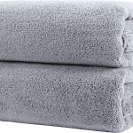 Polyte – 2 draps de Bain en Microfibres Premium – sèche Rapidement/ne Peluche Pas – Gris – 88,9 x 177,8 cm