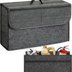 VINATO Rangement Coffre de Voiture en Feutre, Pliable Organisateur de Coffre Voiture avec Velcro& 2 Poches en Filet, Sac de Rangement, 44x15x28cm, pour Outils et Entretien Automobile Accessoires