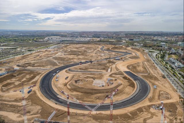 La Monumental, virage roi du circuit de Madrid, est désormais goudronné pour le GP d'Espagne