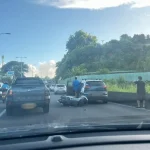 Accident sur la RDO: un scooter renversé, circulation perturbée dans le sens Punaauia-Papeete