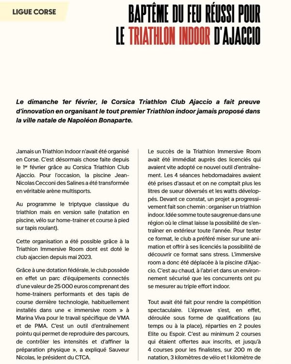 CTCA Corsica Triathlon Club Ajaccio : les compétitions et événements à venir