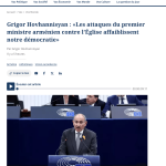 Grigor Hovhannisyan : Les attaques du PM arménien sur l'Église, un coup fatal à notre démocratie ?