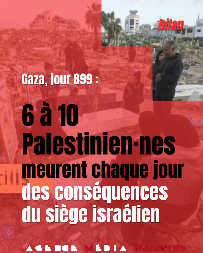 Gaza, jour 899 : 6 à 10 Palestinien·nes tués quotidiennement par le siège israélien