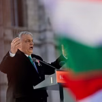 Hungarian Prime Minister Viktor Orban speaks at the Kossuth Lajos Square during Hungary's National Day celebrations, which also commemorates the 1848 Hungarian Revolution against Habsburg rule, in Budapest, Hungary, March 15, 2026. REUTERS/Marton Monus TPX IMAGES OF THE DAY