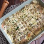 Gratin de ravioles aux poireaux et saumon fumé