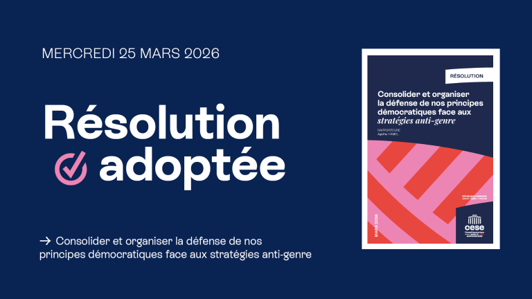 Le Conseil économique, social et environnemental renforce la défense des principes démocratiques contre le genre