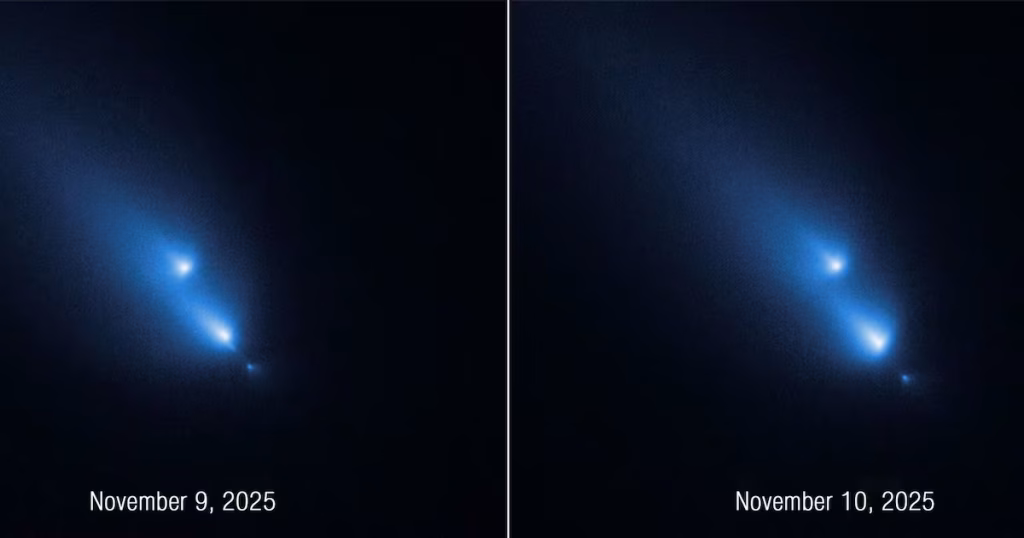 Le télescope spatial Hubble capture la fin d'une comète en images précises.