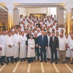 Le prince Albert de Monaco au milieu de 110 chefs venus célébrer la sortie du Guide Michelin France et Monaco à l’“Hôtel de Paris Monte-Carlo”. Photo © FLORIAN JEFFROY/SPACE VISUALS