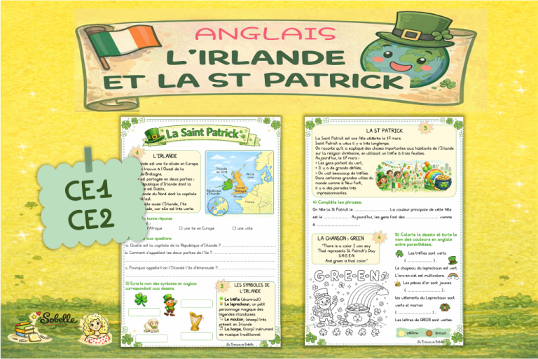 Anglais CE1 CE2 : Activités sur la Saint Patrick avec la trousse de Sobelle