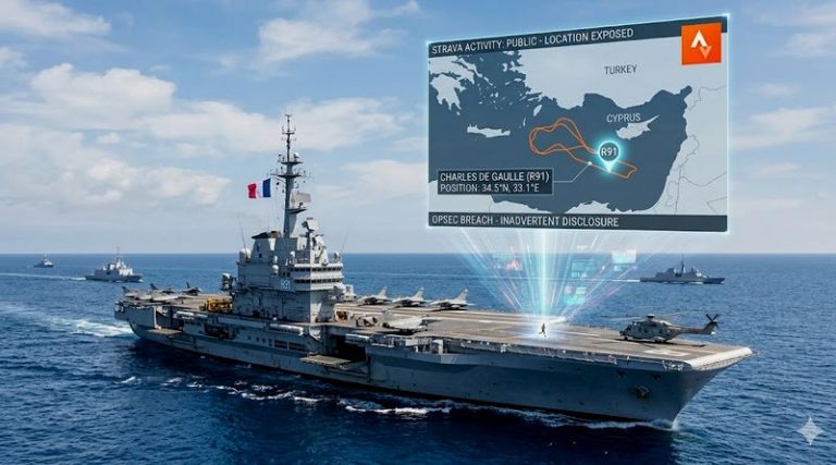 StravaLeaks - Position du porte-avions Charles-de-Gaulle