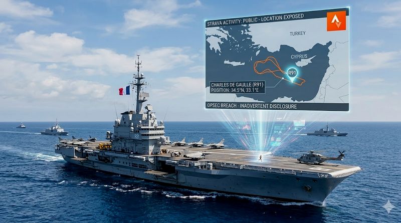 StravaLeaks - Position du porte-avions Charles-de-Gaulle