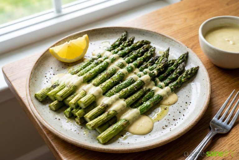 Asperges vertes rôties à la crème de cajou : une recette saine et savoureuse
