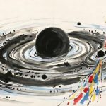 Deux trous noirs fusionnent au cœur d'un monstre galactique, révélant une lumière inédite