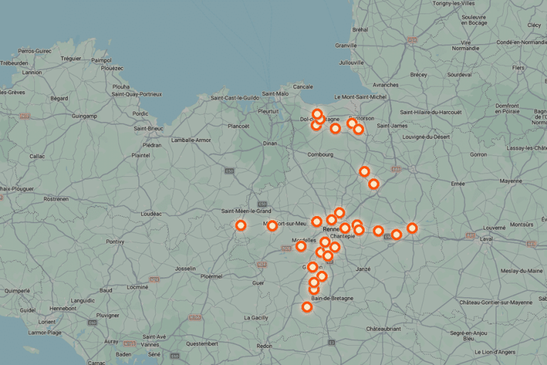 Carte des communes en Bretagne reconnues en état de catastrophe naturelle après les inondations