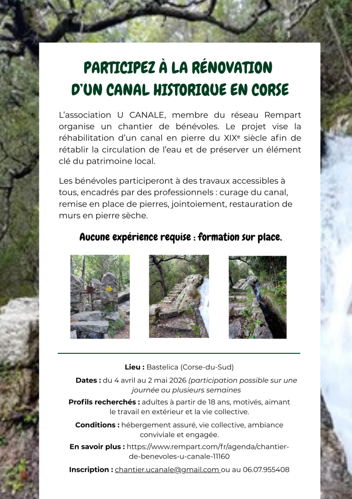 CHANTIER DE BENEVOLES – REHABILITATION DU CANAL DE L'AJARA - BASTELICA - Office Intercommunal de tourisme du Celavu-Prunelli