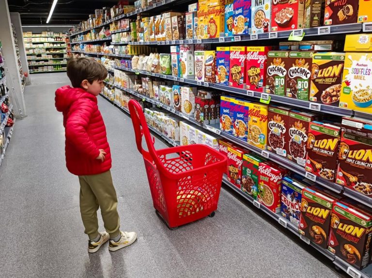 Rayon céréales au supermarché