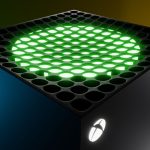 Xbox Series X top half on a yellow background